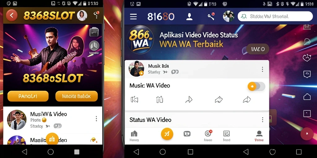 Tampilan antarmuka pengguna aplikasi 8368SLOT untuk membuat video status WA.