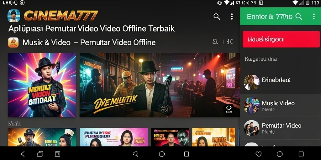 Antarmuka CINEMA777 untuk Pemutar Video Offline yang menarik dan fungsional.