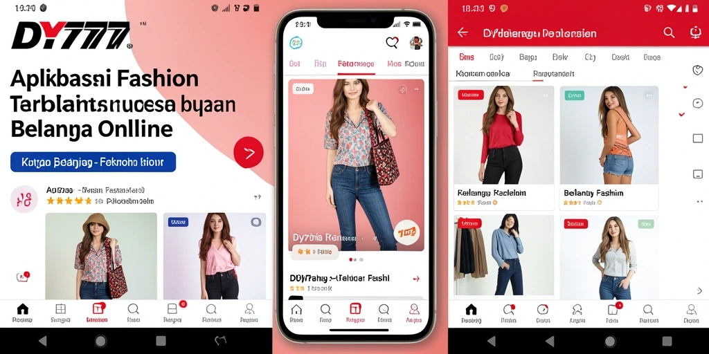 Tampilan menarik dari antarmuka aplikasi DY777 untuk belanja fashion.