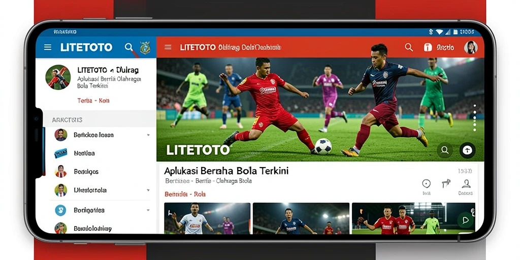 Antarmuka aplikasi LITETOTO menampilkan berita olahraga bola terkini.