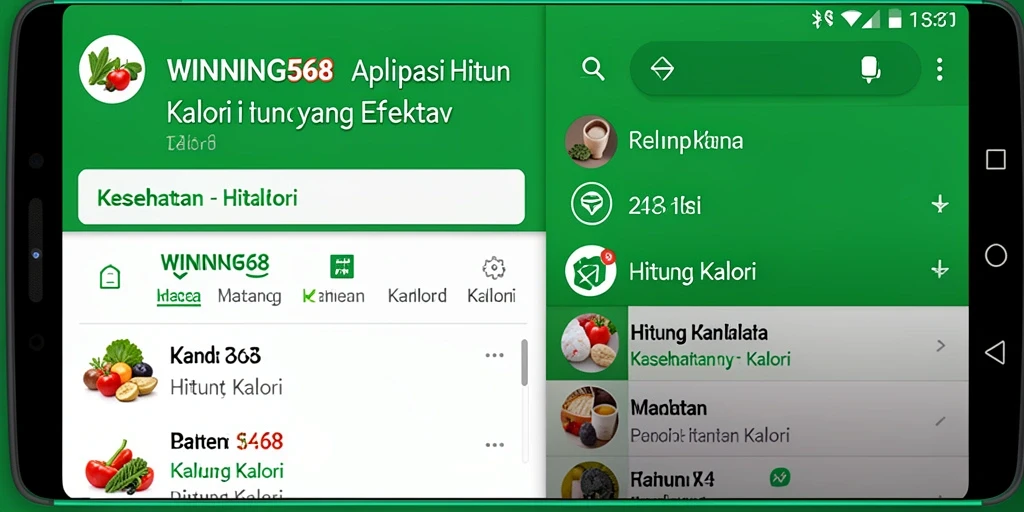 Tampilan antarmuka WINNING568 yang menampilkan fitur Hitung Kalori.