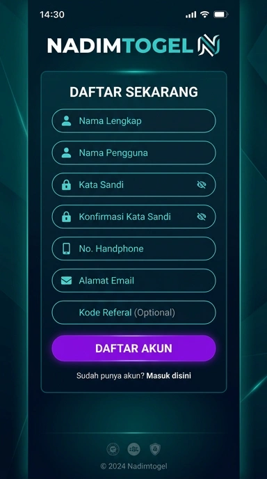 Tampilan halaman daftar nadimtogel