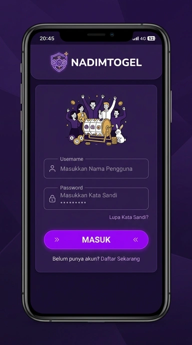 Tampilan halaman login nadimtogel